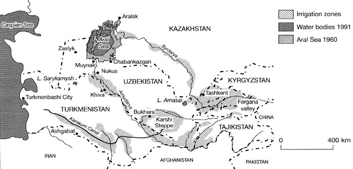 Irrigated areas in the Aral Sea basin