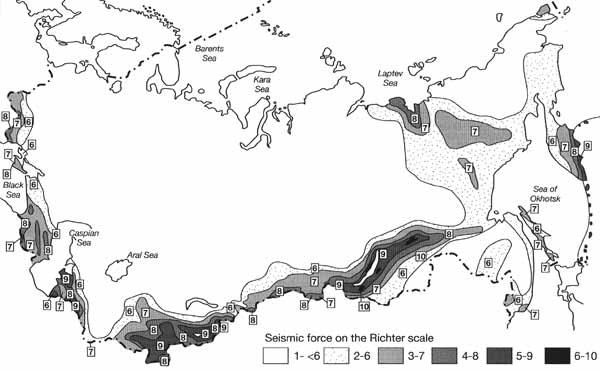 Seismic activity in Northern Eurasia