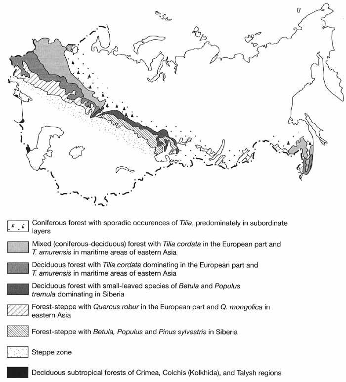 Natural zones of the middle belt of Northern Eurasia