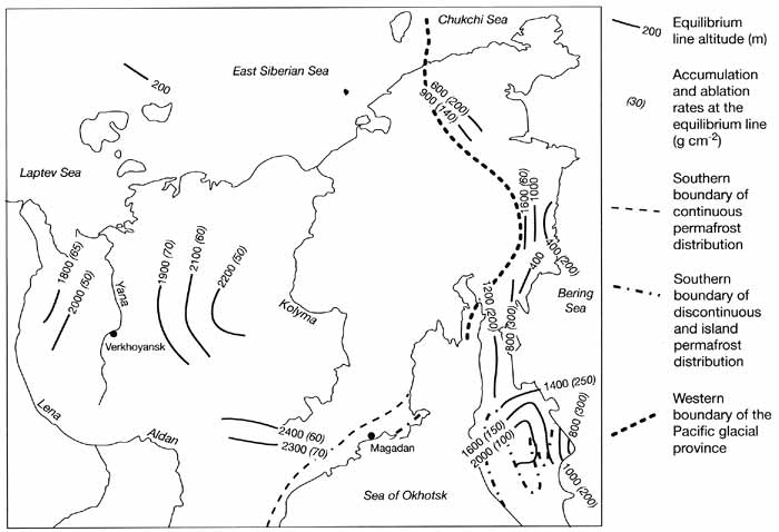 Contemporary glaciation in north-eastern Asia