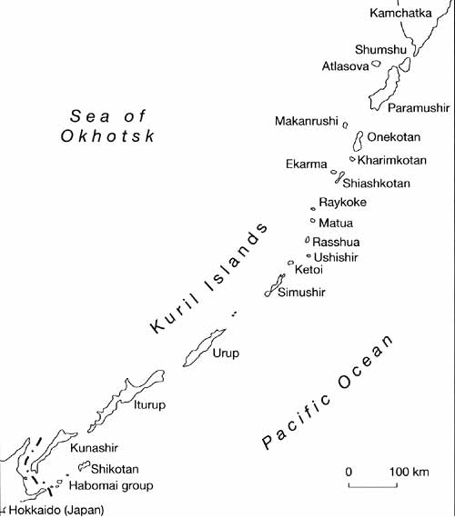 A sketch map of the Kurils islands